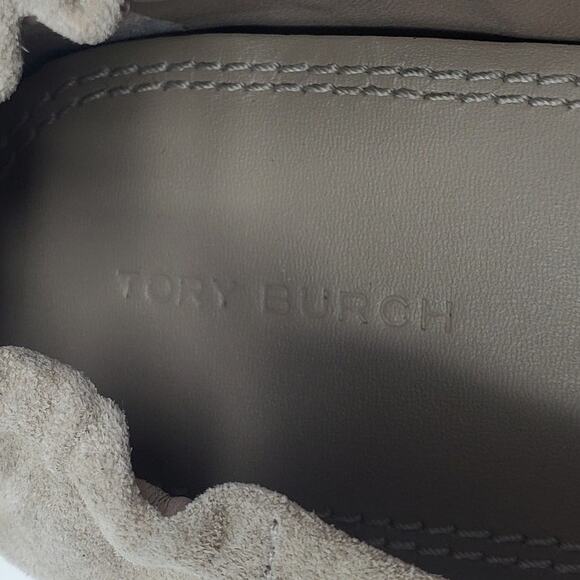 Tory Burch Eleanor Loafer Flat Shoes Suede Classic Taupe 88985 Logo Size US 9 - Picture 9 of 12